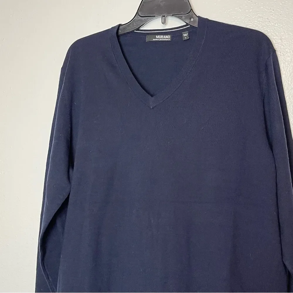 Navy Blue Lightweight Acrylic V Neck Sweater